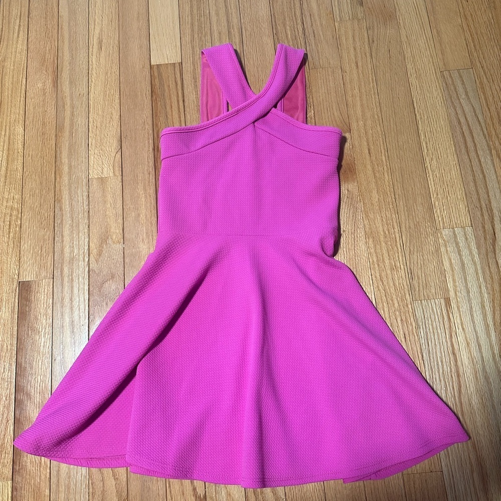 Aqua Hot Pink Cross-Back Skater Dress